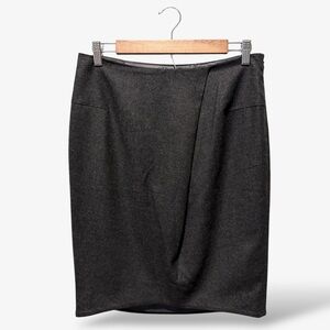 Jil Sander Gray Pencil Skirt Wool Cashmere Blend Pleated Front Size 38